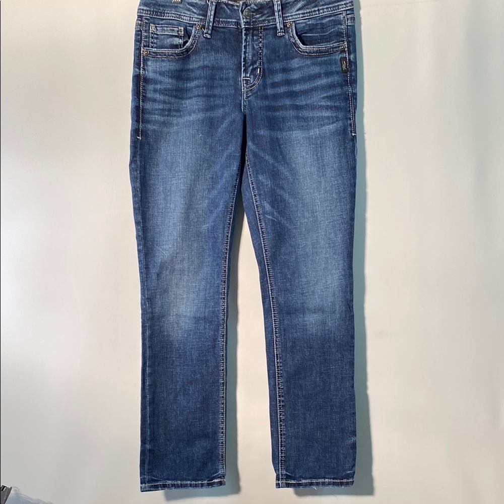 Silver Jeans Women's Elyse Straight Leg Indigo Denim - Picture 5 of 13